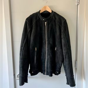 Men’s DIESEL black shearling motorcycle jacket size M